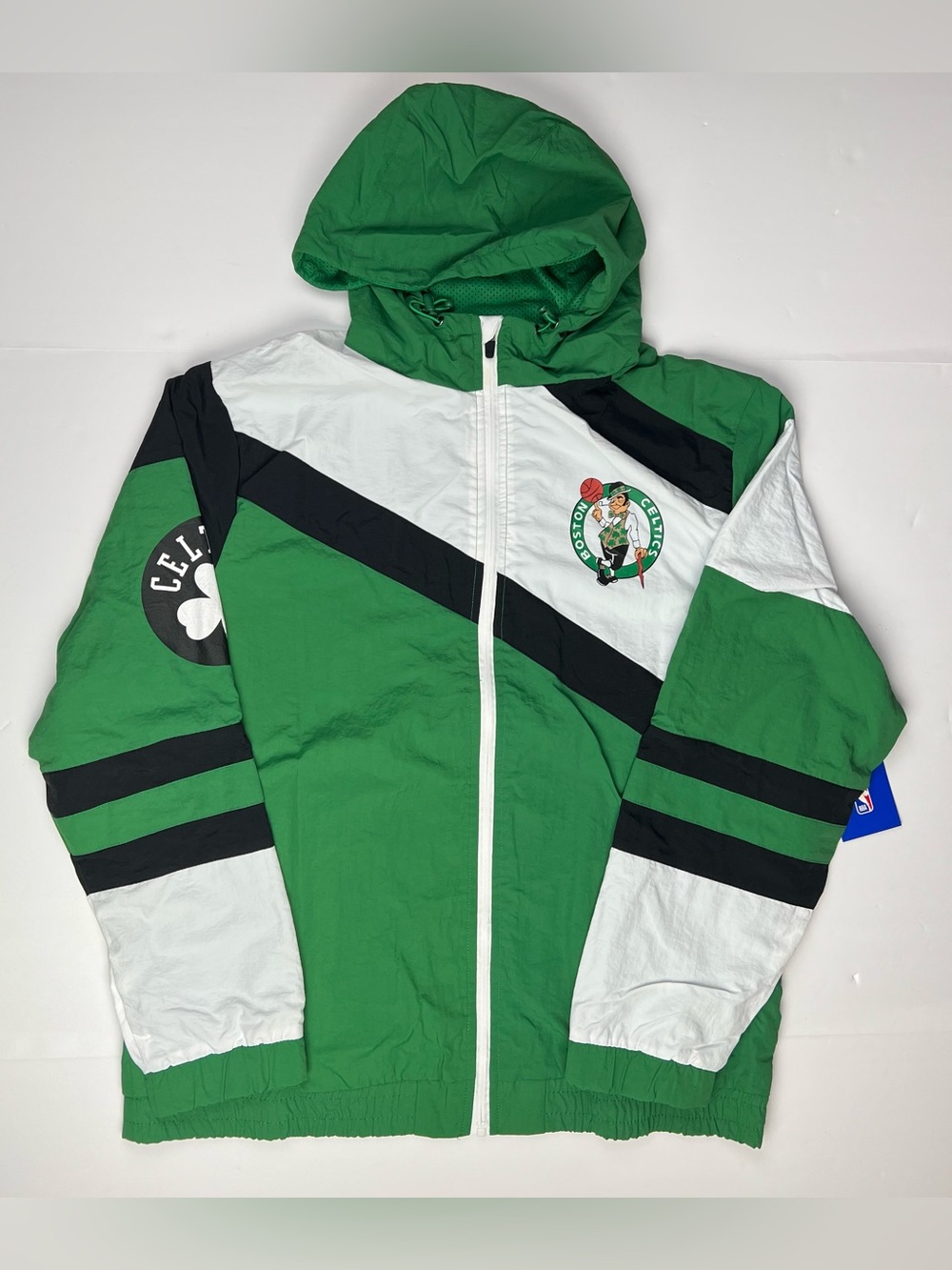 Boston Celtics Windbreaker Jacket Hooded Full Zip Lined Mesh Ultra GAME NBA Sz L